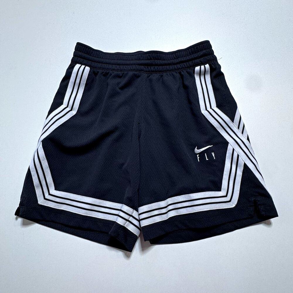 Nike Fly Youth M Mesh Basketball Shorts Black/White L 7" Inseam Drawstring #1060
